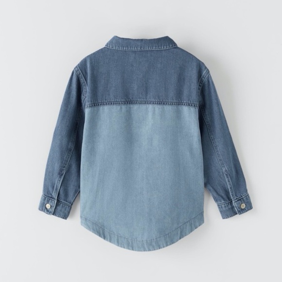 Zara Boy Denim Patchwork Shirt Blue - Picture 3 of 4
